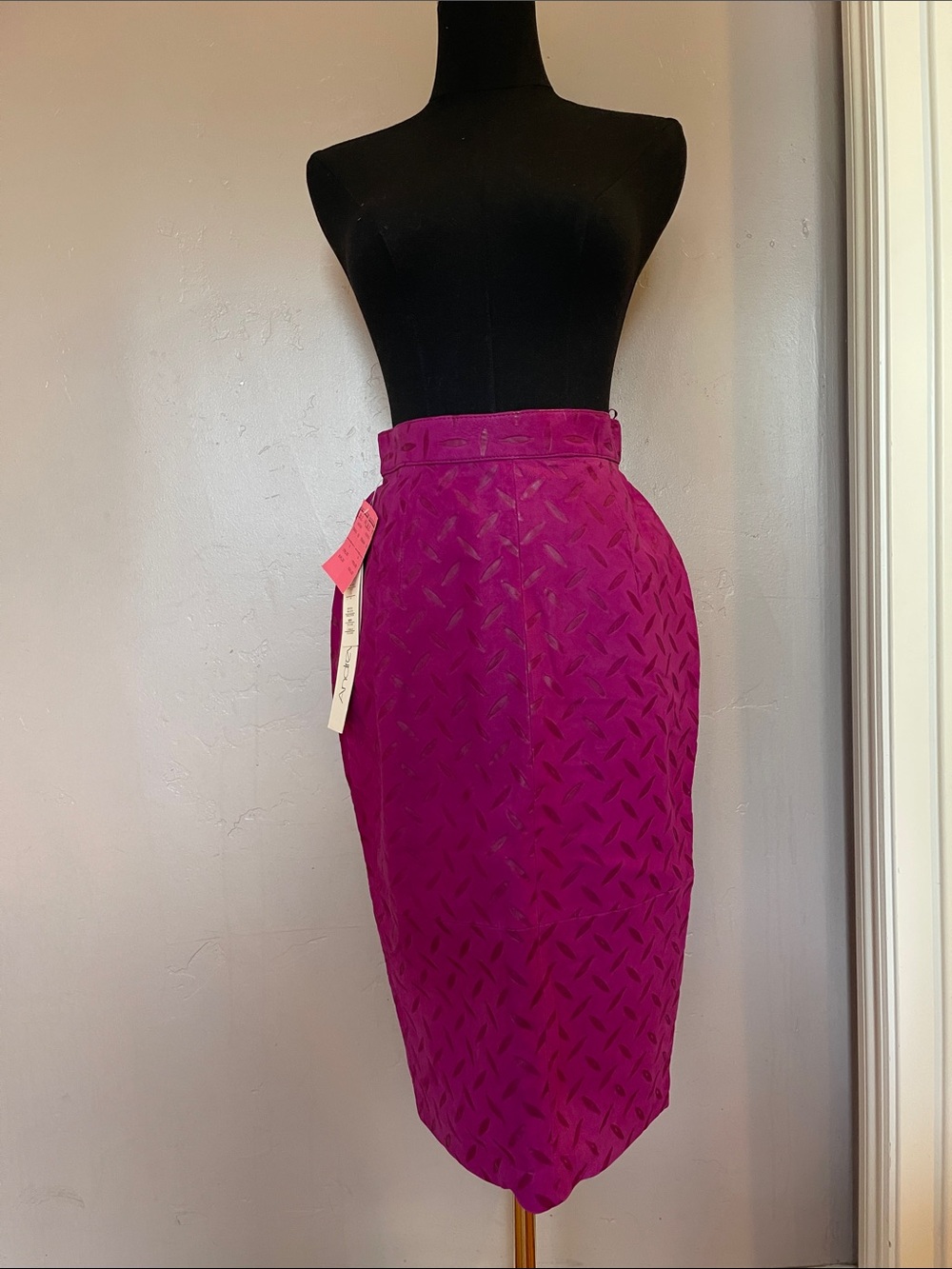 NWT VTG Andrew Marc Lamb Nappa Leather Textured Pencil Skirt Nordstrom - 6